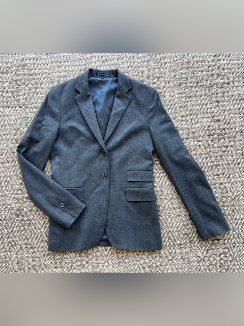 Theory Gray Wool Blend Two Button Blazer Womens Size‎ 4 Tailored Jacket